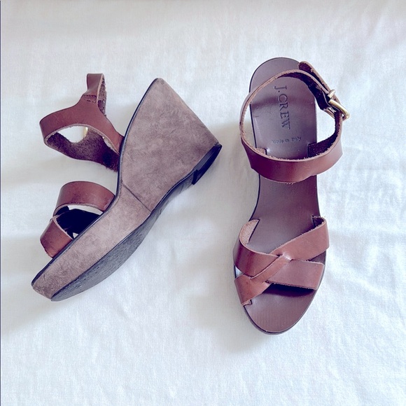 J. Crew Shoes - J. Crew Brown Leather Wedges
